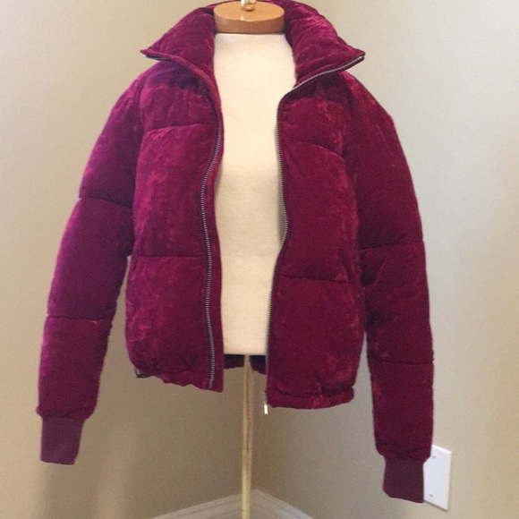 Express Jackets & Blazers - Burgundy Velvet Express puffy Jacket